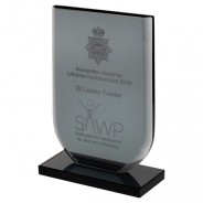Smoked Black Glass Shield Plaque 