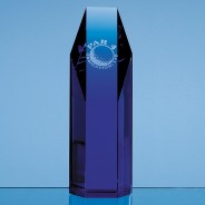 Sapphire Blue Optical Crystal Hexagon Award