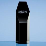 Onyx Black Optical Crystal Hexagon Award