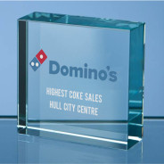 Colour Printed Jade Glass Square Paperweight