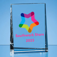 Colour Printed Optical Crystal Vertical Wedge Paperweight