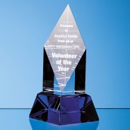 Clear Optical Crystal Diamond Mounted on a Cobalt Blue Base