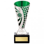 Defender Football Trophy Cup Silver & Green 
