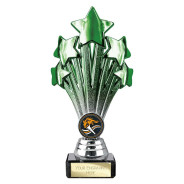 5 Star Trophy Green and Silver 