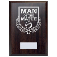 Cricket Man of the Match Reward Deep Mahogany Plaque