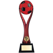 Two Tone Football Ball on Stand Bright Red Black