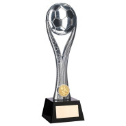 Two Tone Football Ball on Stand Bright Silver Black