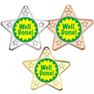 Well Done Star Shaped Medals