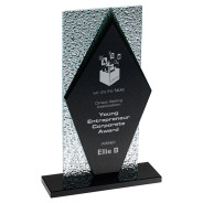 Black Glass Diamond And Base With Clear Frosted Backdrop 
