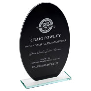 Black Backed Jade Glass Oval 