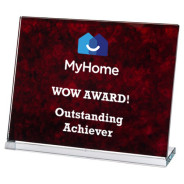 Colour Printed Red Marble Backed Clear Glass Landscape Plaque