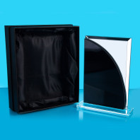 Black and Silver Glass Trophy with Presentation Box