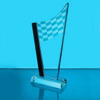 Clear Motorsport Wave Trophy with Laser Engraving