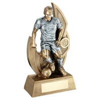 Bronze/Pewter Male Football Figure On Backdrop Trophy 